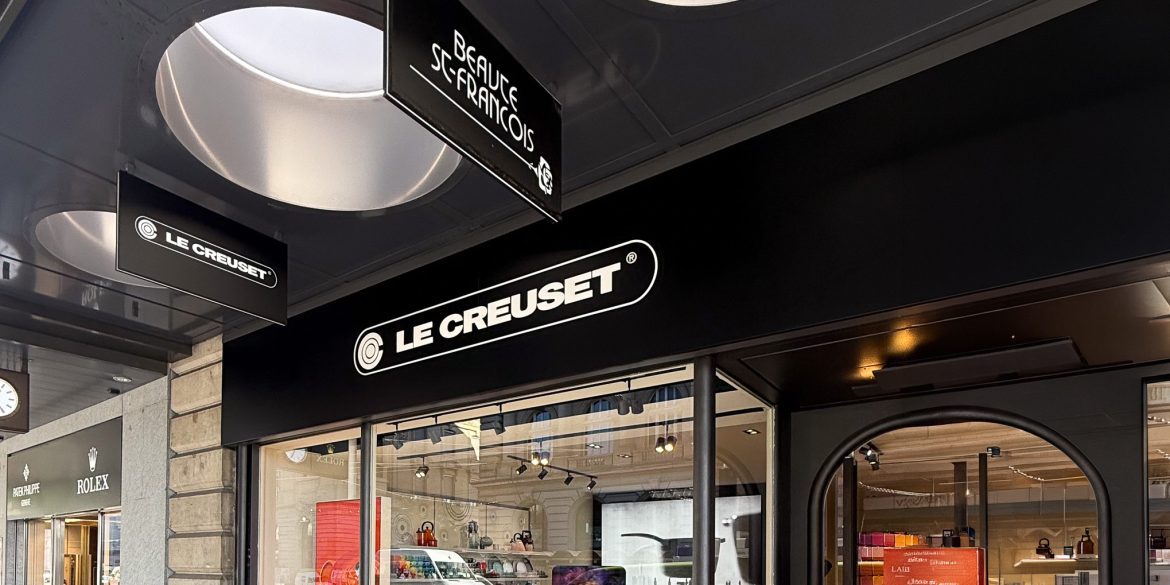 Signalétique, enseigne et impression grand format pour Le Creuset Lausanne. le creuset lausanne,Signalétique,Autocollant